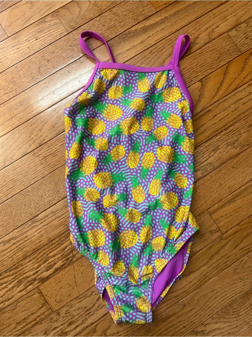 Speedo Purple Pineapple Print Girls One-Piece Swimsuit